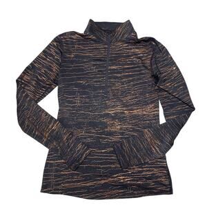 Nike Pro HyperWarm Victory Half Zip Large Copper Dark Charcoal Long Sleeve Run